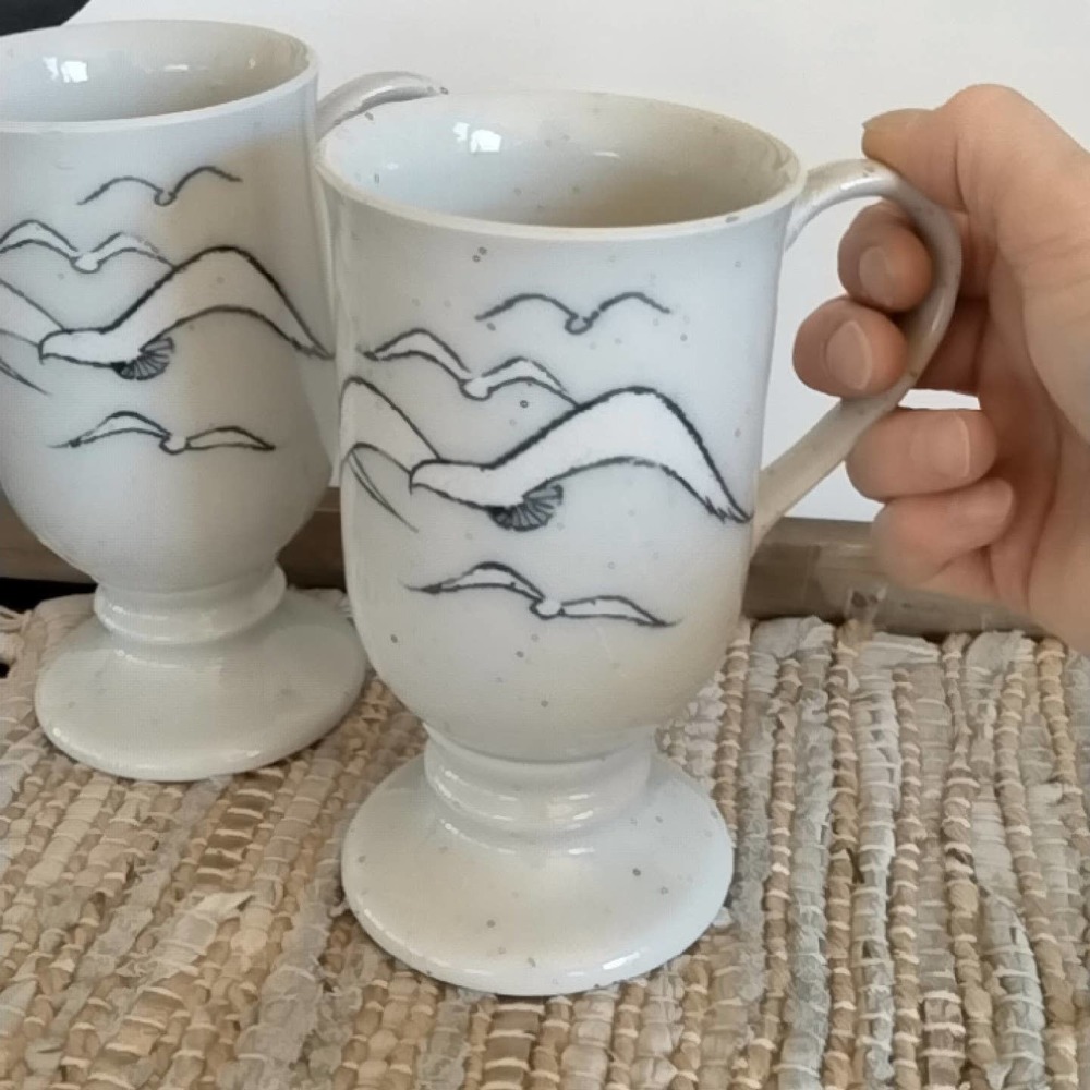 Vintage Seagulls Coffee Mug Set